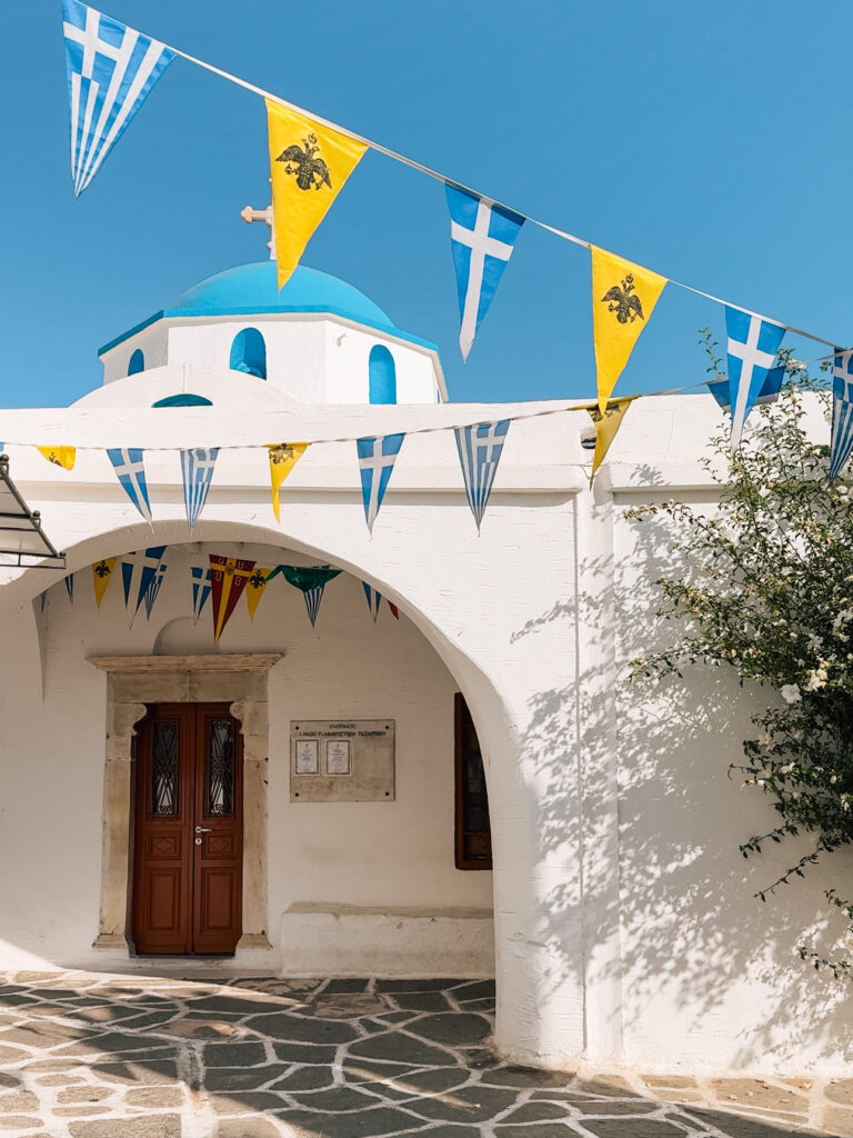 Blue domed church in Parikia, Paros, Greece