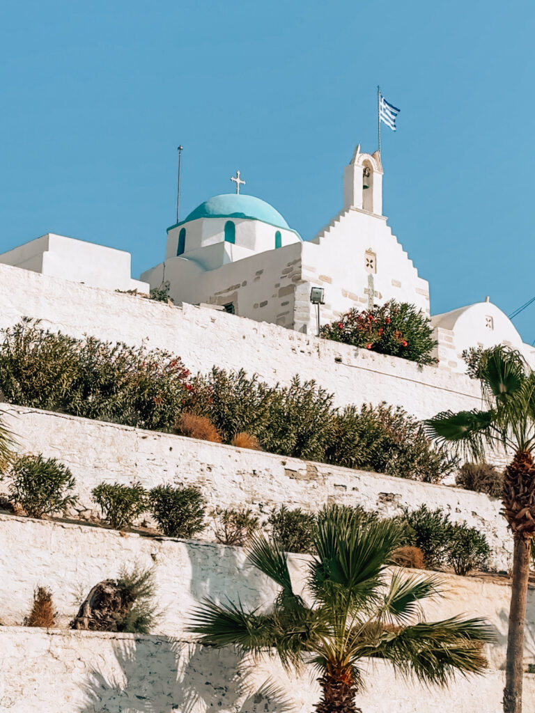 Blue domed church in Parikia, Paros, Greece
