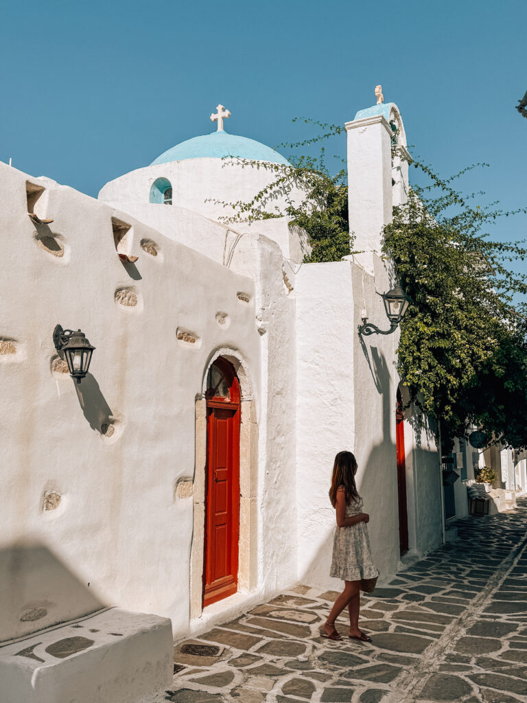 Blue domed church in Parikia, Paros, Greece