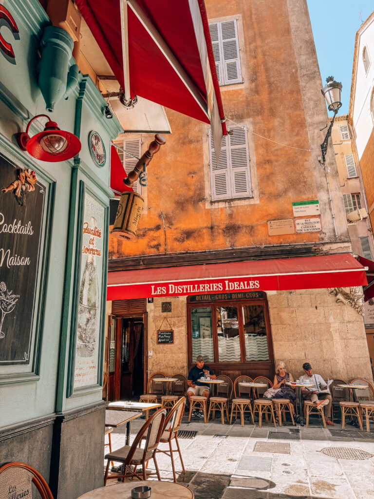 Colorful buildings of Vieux Nice, Old town of Nice. Pl. Rossetti