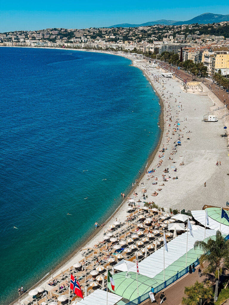 View of Nice's coastline and Promenade des Anglais, Bay of Angels as seen from Castle Hill
