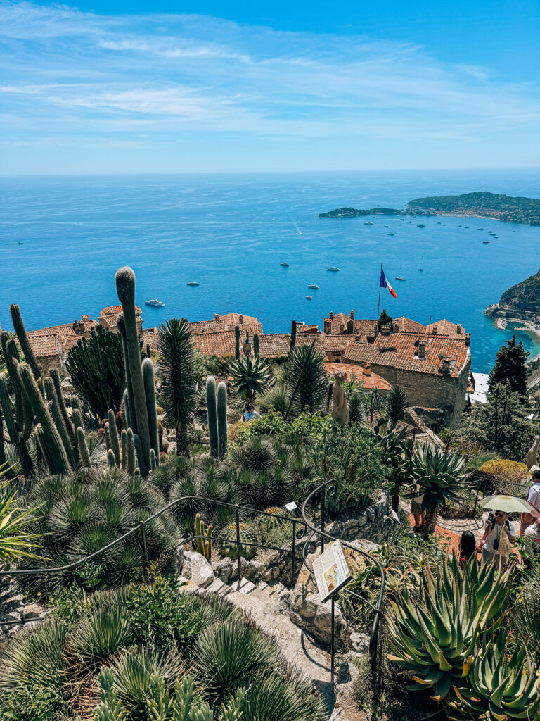 views of exotic plants and the Mediterranean Sea from jardin exotique d'Eze in Eze Village France