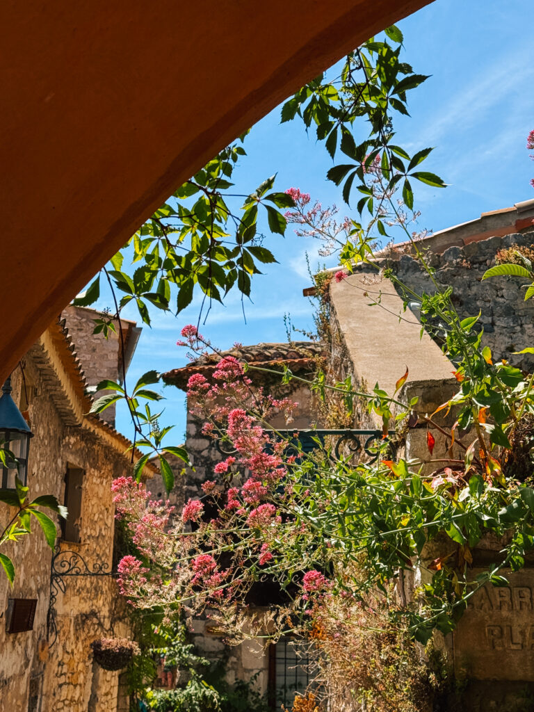 charming stone houses and flowers in Eze Village France on the French Riviera