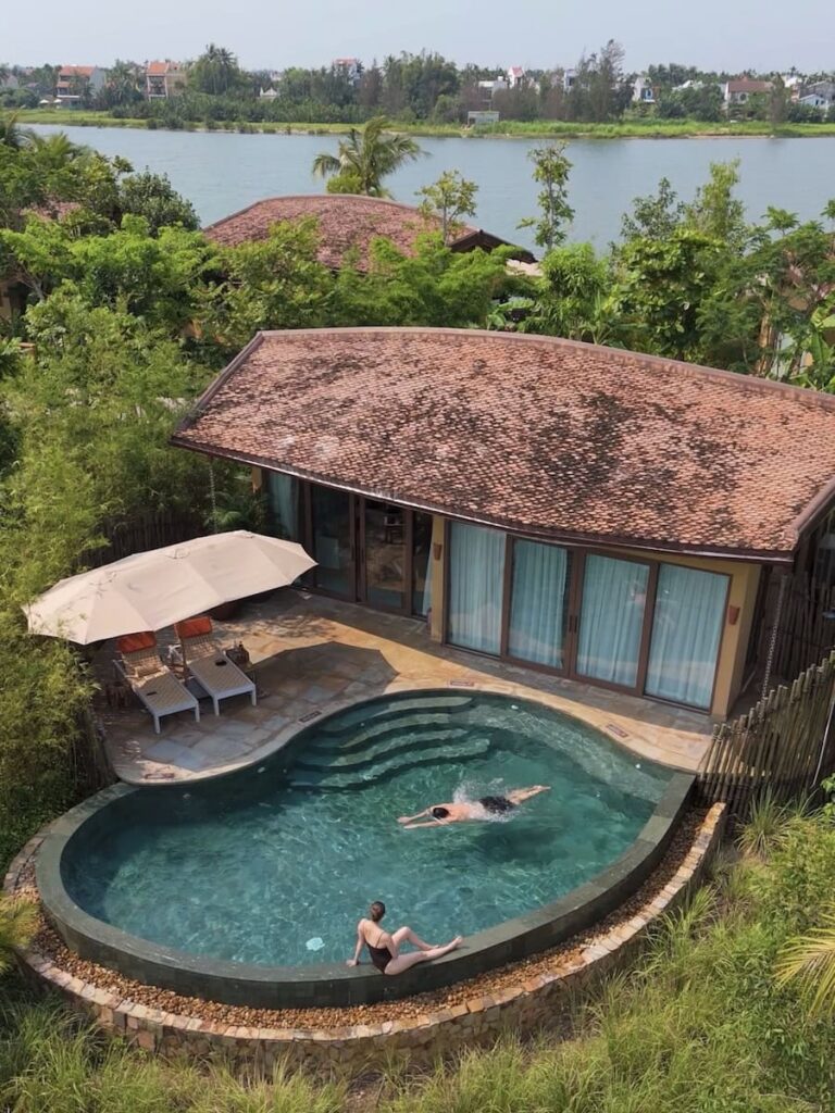 Private pool villa at Namia River Retreat in Hoi An beside the river