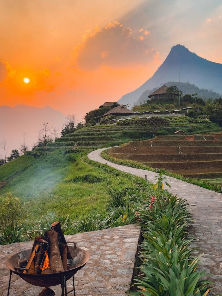 Topas Ecolodge grounds set among the mountains outside Sapa, Vietnam