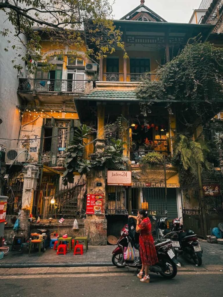 Evening street scene in Hanoi's Old Quarter