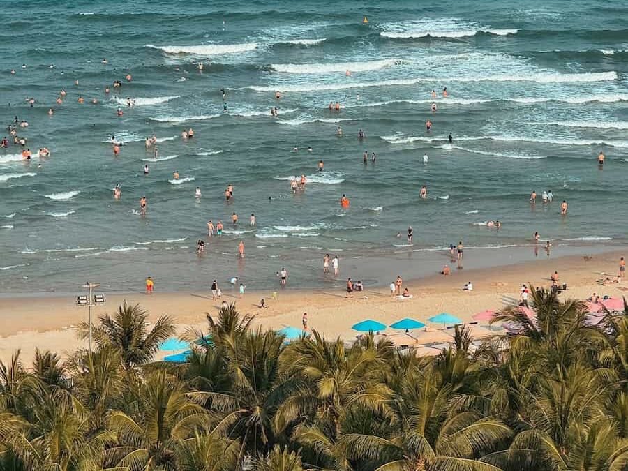 My Khe Beach stretching along the coast of Da Nang, Vietnam