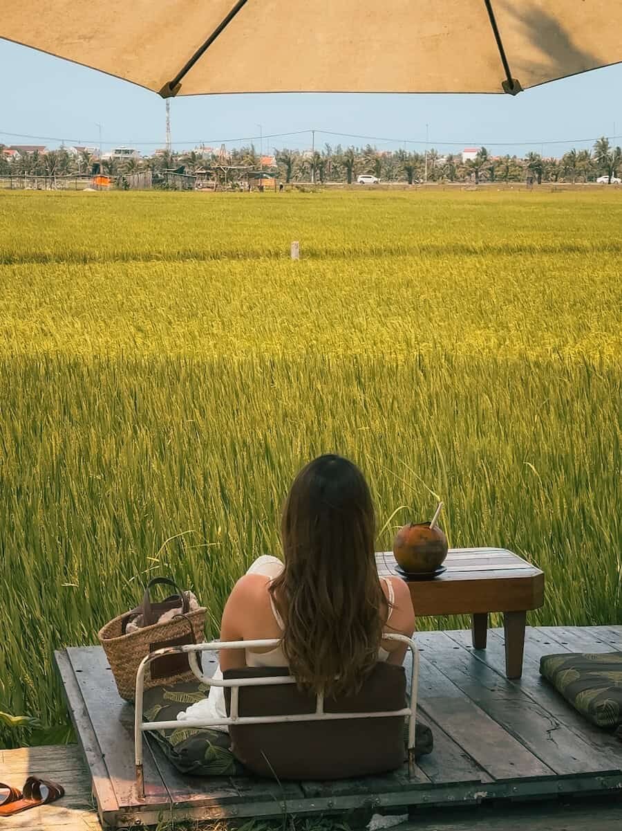 Roving Chill House cafe surrounded by rice fields outside Hoi An