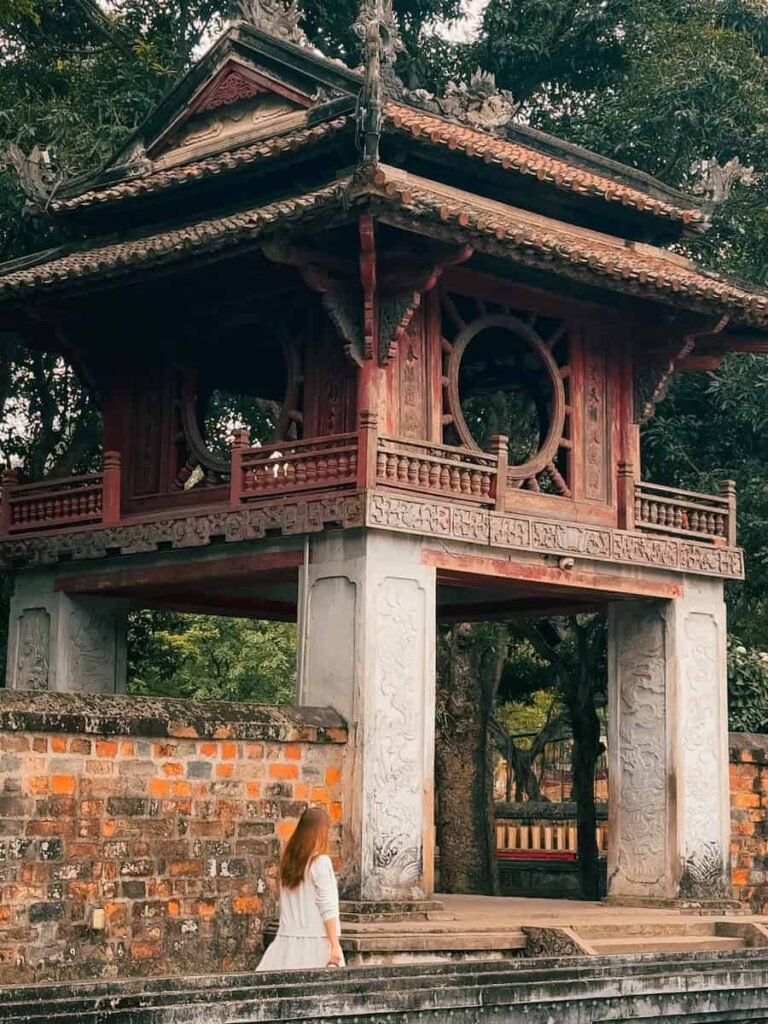 Courtyard and traditional architecture at the Temple of Literature in Hanoi