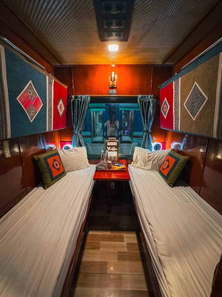 Private two-berth cabin on the VicSapa sleeper train from Hanoi to Lao Cai
